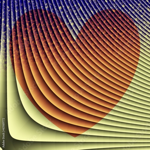 heart motif in blue, yellow and orange pastel tones