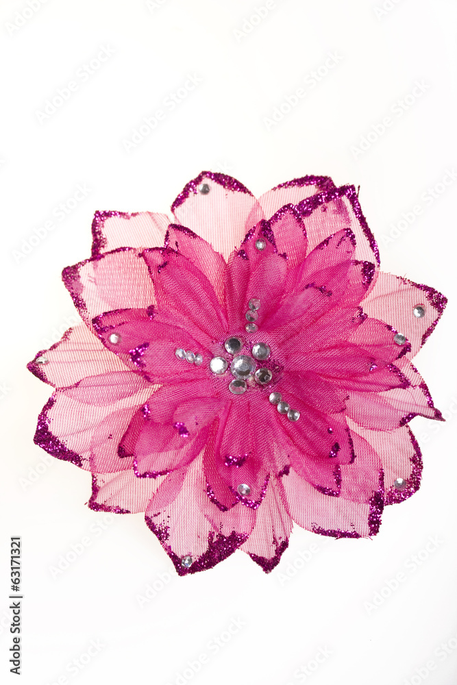 Plastic decorative flower on a white background Plastic decorative flower on a white background