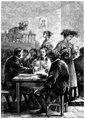 Drinking in the Pub - Au Bistrot - end 19th century