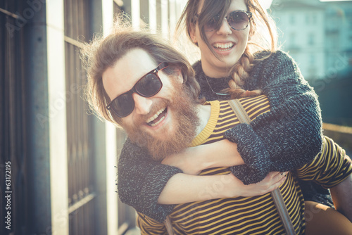 young modern stylish couple urban photo