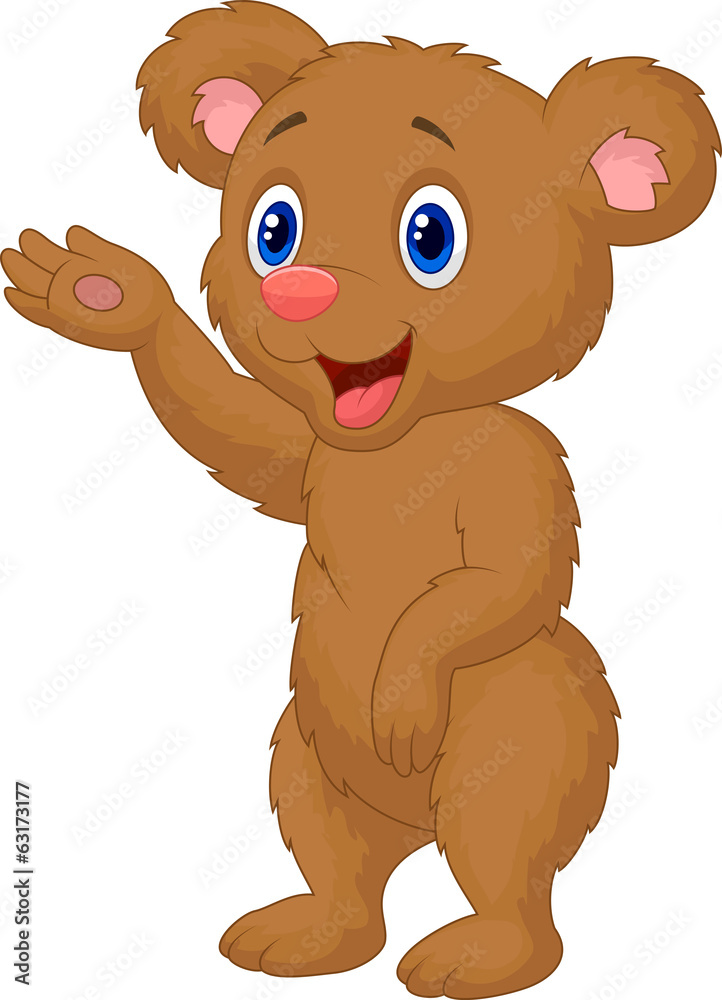 Fototapeta premium Cute baby bear waving hand
