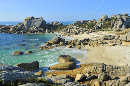 Ria Arosa beach, atlantic coast in O Grove (Pontevedra) Galicia.