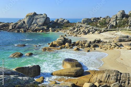 Ria Arosa beach, atlantic coast in O Grove (Pontevedra) Galicia.