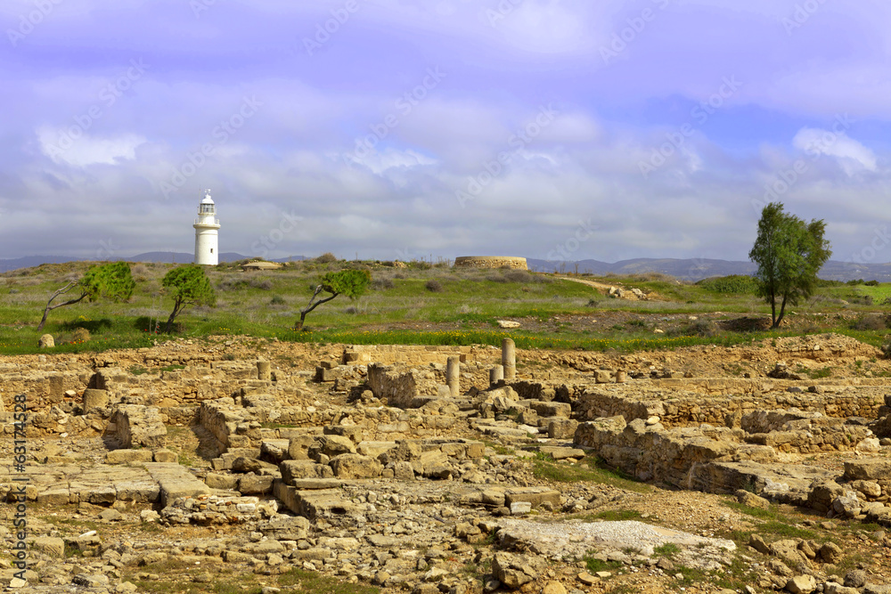 Landscape by the archaeological site at Kato Paphos in Cyprus.