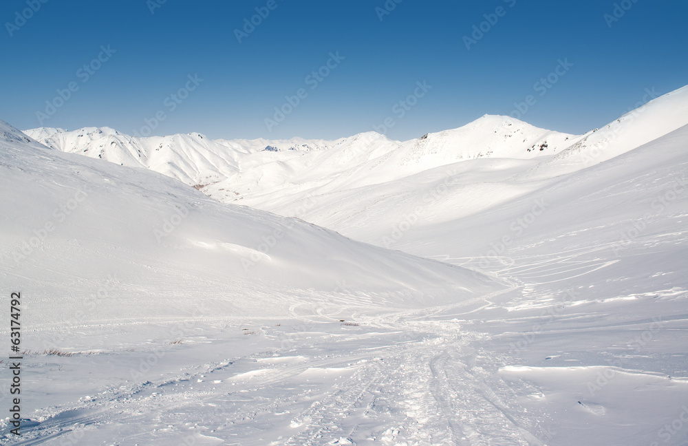 Pinachevsky pass, route through a ridge in Kamchatka. Russia