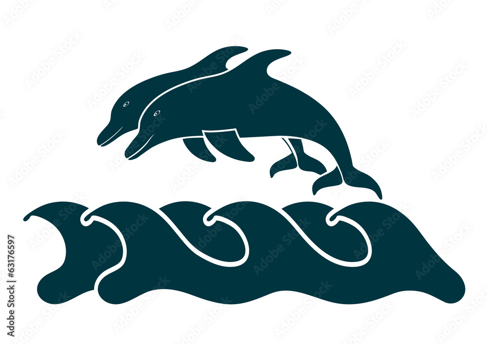 Obraz premium dolphins in the waves
