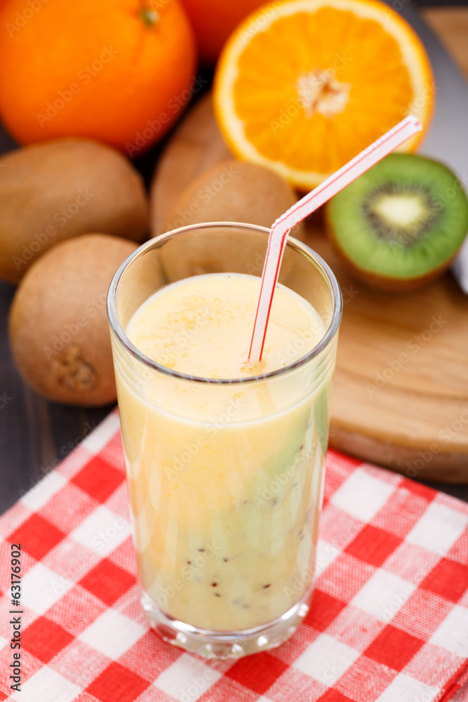 Glass of tropical fruit smoothie Glass of tropical fruit smoothie