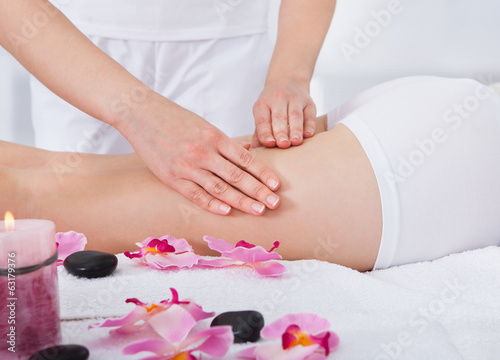 Woman Getting Thigh Massage