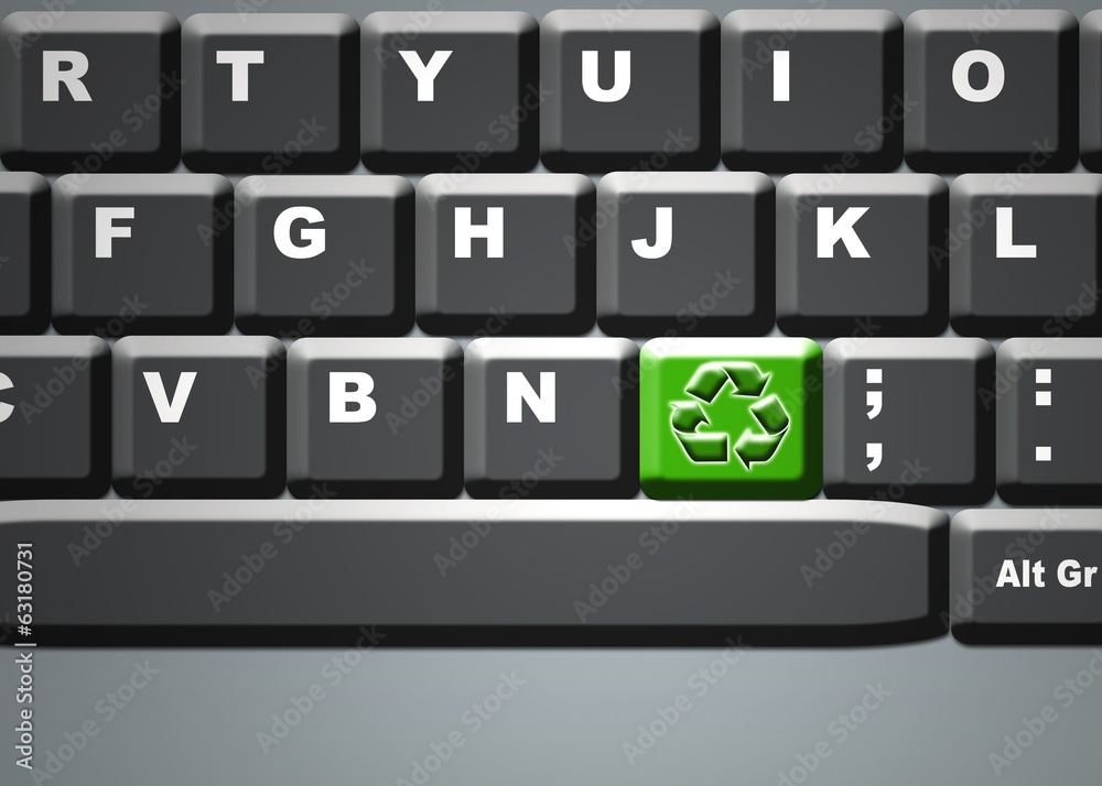 Teclado, ordenador, símbolo, reciclaje, tecla verde ilustración de Stock |  Adobe Stock