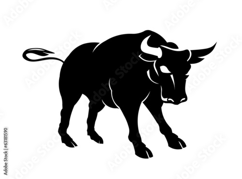 Vector Bull power pose  Threat behavior illustration