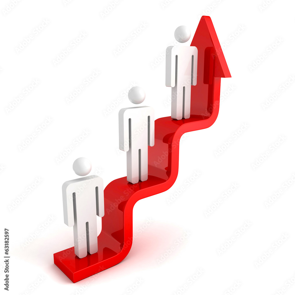 3d people on concept career ladder arrow steps. business achivem 3d people on concept career ladder arrow steps. business achivem