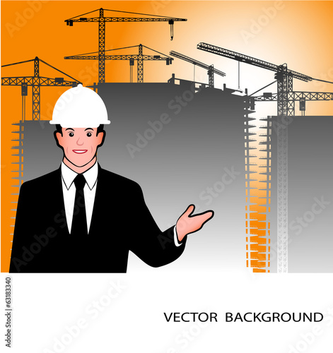 on the image are presented the engineer against construction