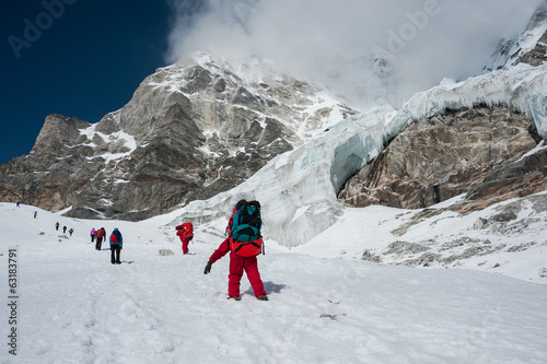 Crossing Tashi Lapcha pass, Everest region, Nepal photo
