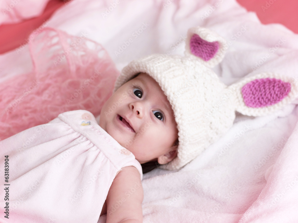 Portrait of a cute little girl dressed in Easter bunny Portrait of a cute little girl dressed in Easter bunny
