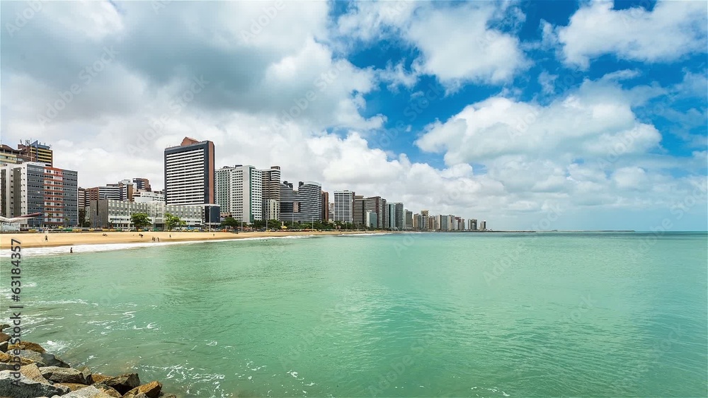 Downtown of Fortaleza city with sky moving Time Lapse, Brazil