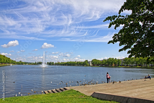 Obraz na płótnie Pfaffenteich lake in Schwerin city, Germany w salonie