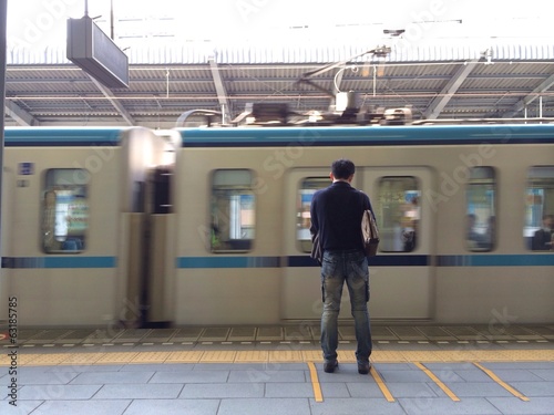 Photography Someone waiting train at tokyo subway