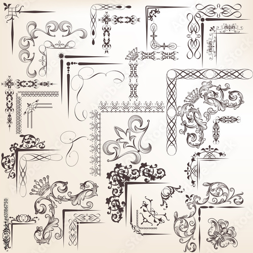 Collection of vector calligraphic borders for design