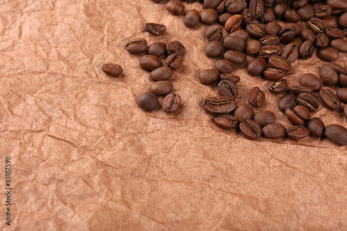 Coffee beans on table close-up