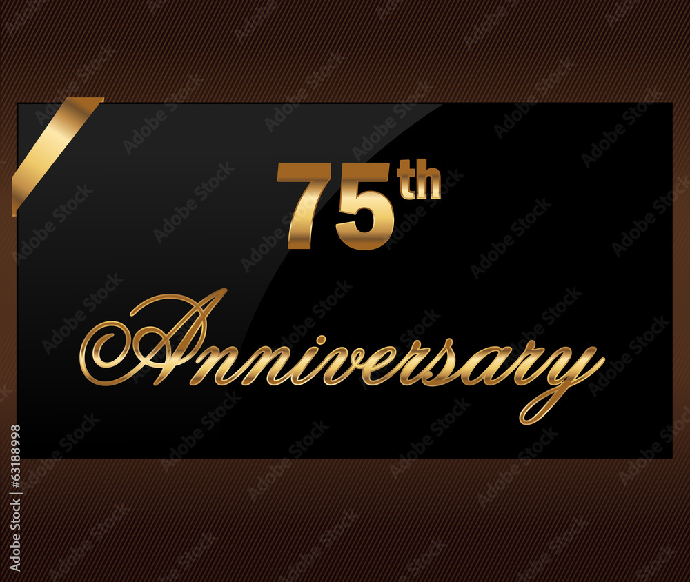 75 years Decorative anniversary golden label with ribbon 75 years Decorative anniversary golden label with ribbon