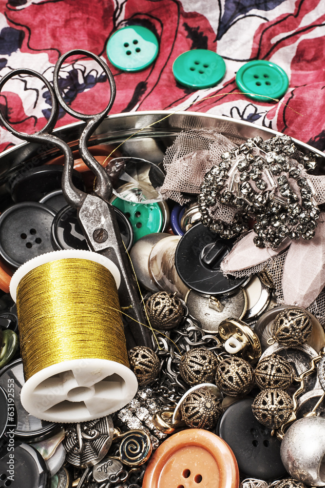 Fototapeta premium buttons for clothes and sewing accessories