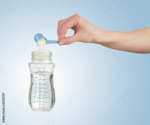  Baby bottle with milk.