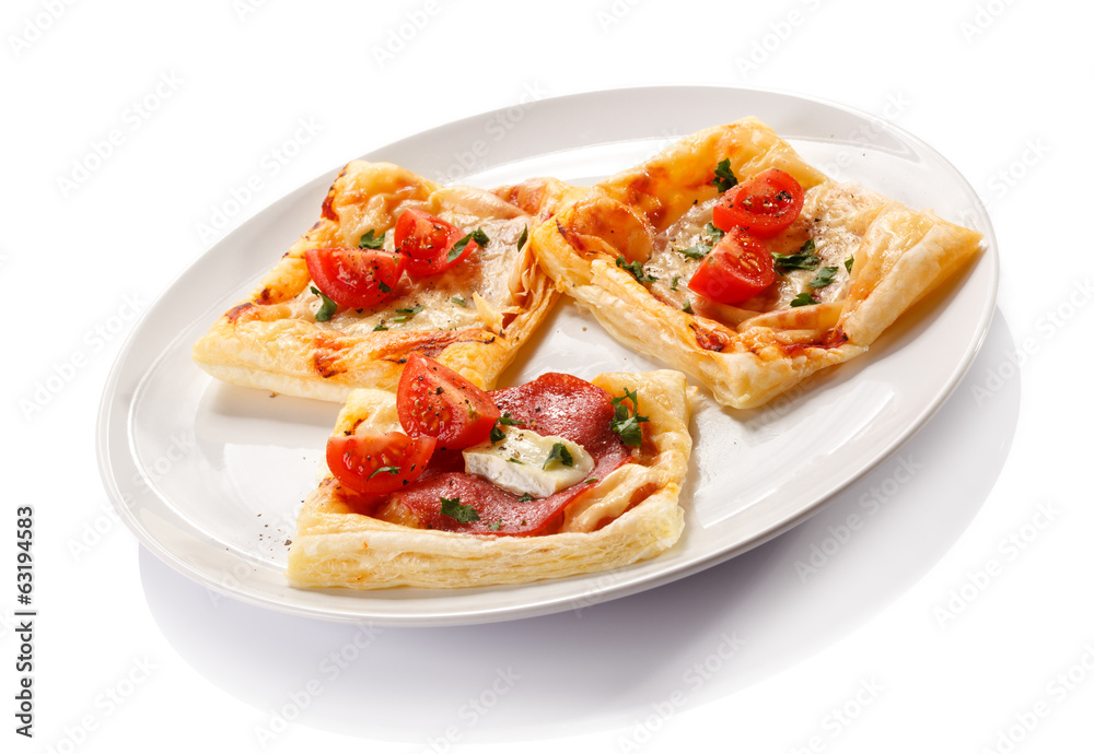 Mini pizza on white background