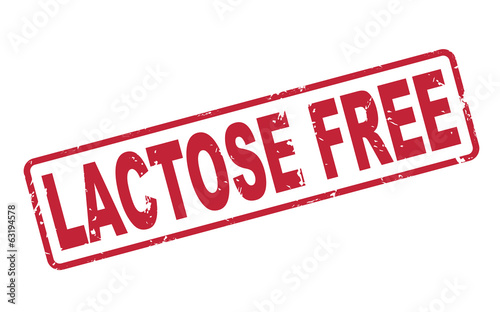 stamp lactose free with red text on white