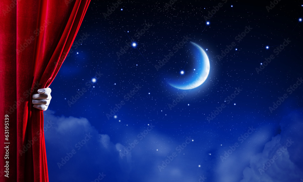 Naklejka premium Opened curtain