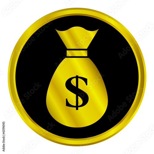 Gold money sign button