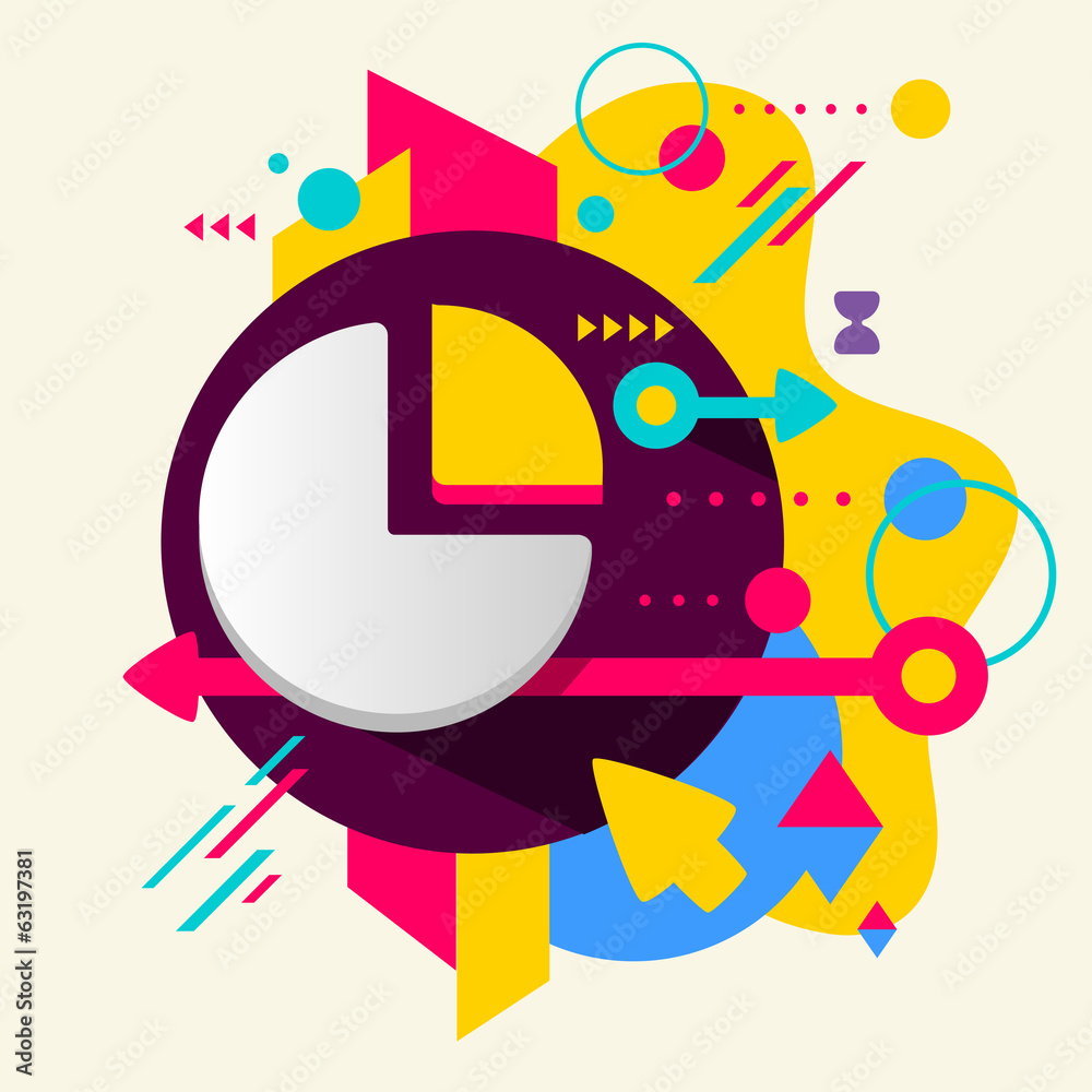 Fototapeta premium Pie chart on abstract colorful spotted background with different