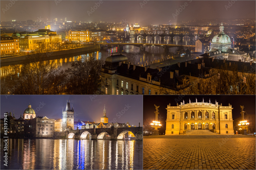 Collage landmarks of Prague