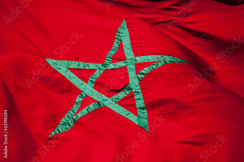 Quadro su tela National flag of Morocco. Green star on red background