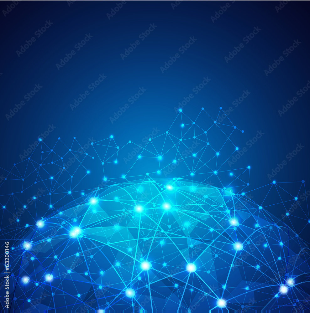 Fototapeta premium Global Digital mesh network, vector illustration