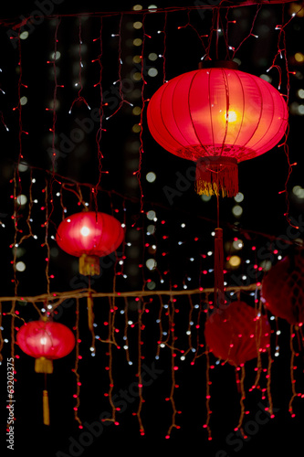 Red Chinese Lantern in the Dark