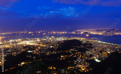 Night aerial view of Rio de Janeiro. Brazil