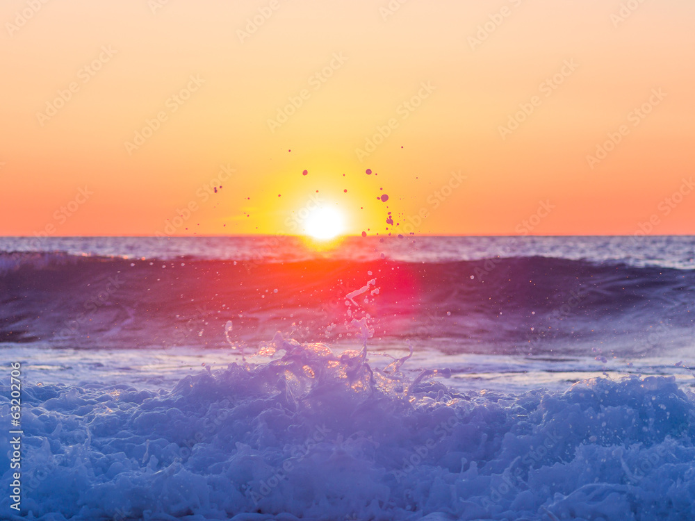 Obraz premium Sunset at Agios Ioannis beach in Lefkada
