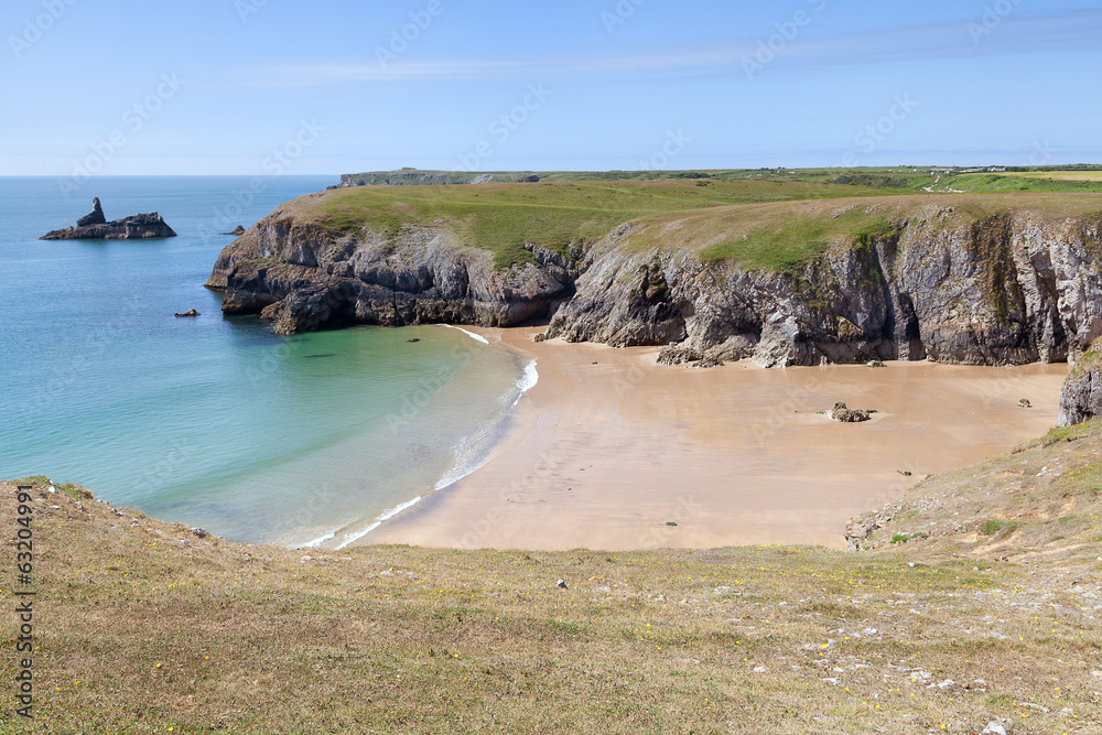 Secluded beach along Pembrokeshire Coastal Path