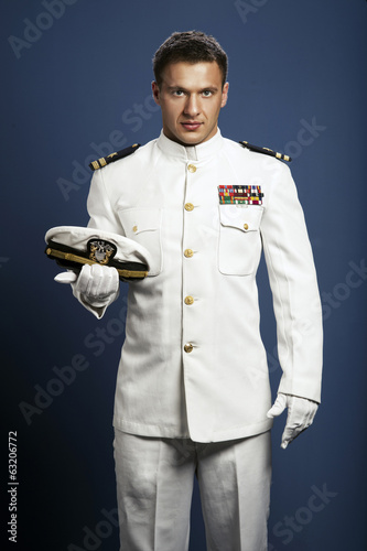 handsome captain sea ship photo