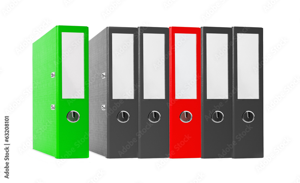 Office folders black and red isolated on the white background Office folders black and red isolated on the white background