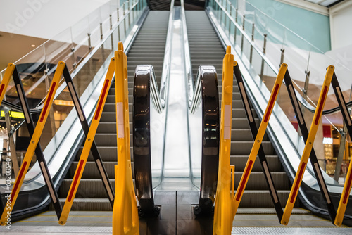 out of service escalator in an office