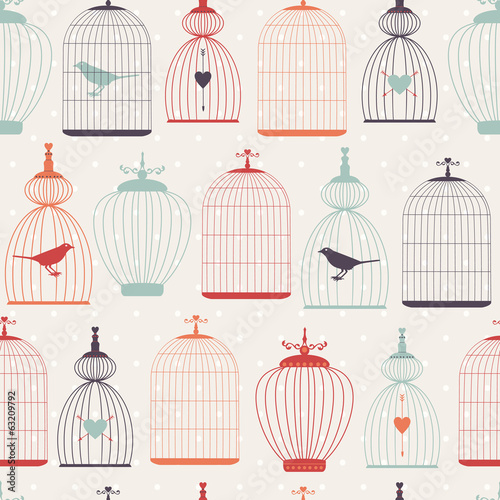 Seamless pattern with decorative cages