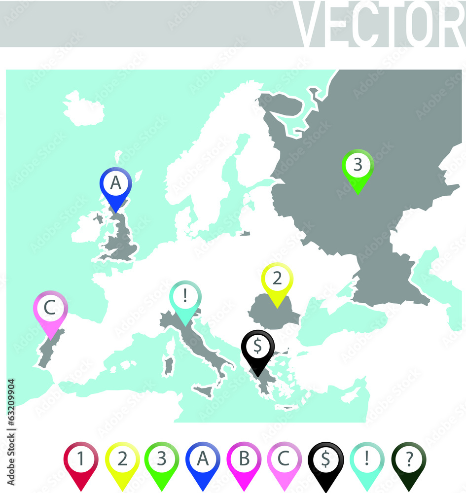Fototapeta premium Europe map with pins