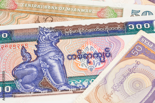 Myanmar money kyat banknote close-up photo