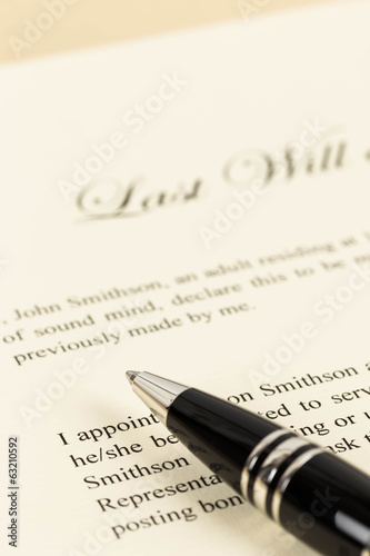 Last will on cream color paper focus at pen concept for legal do