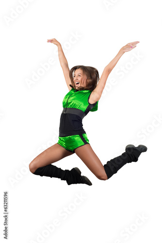 athletic young woman jumping