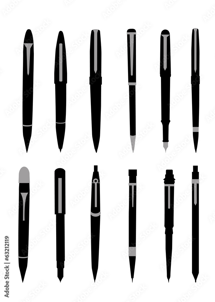 Pen silhouette Set-vector Pen silhouette Set-vector