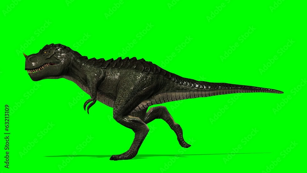 Dinosaur Tyrannosaurus T-Rex runs - green screen Dinosaur Tyrannosaurus T-Rex runs - green screen