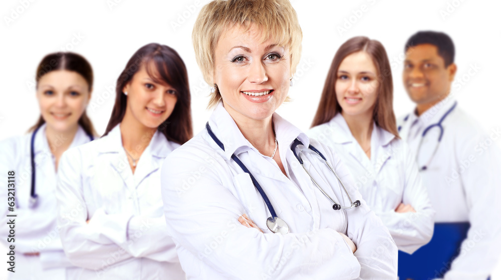 group of smiling hospital colleagues standing group of smiling hospital colleagues standing