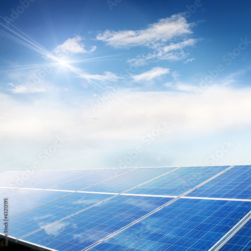 solar pannels under bright sun light